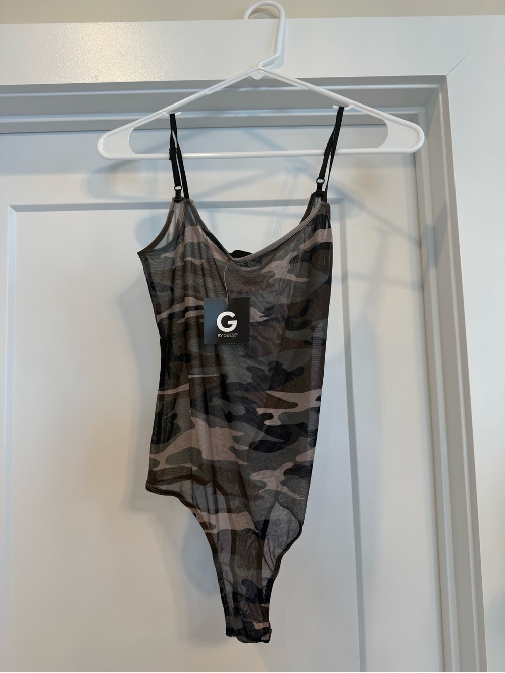 G by Guess Women’s M NWT Sheer Camo Bodysuit